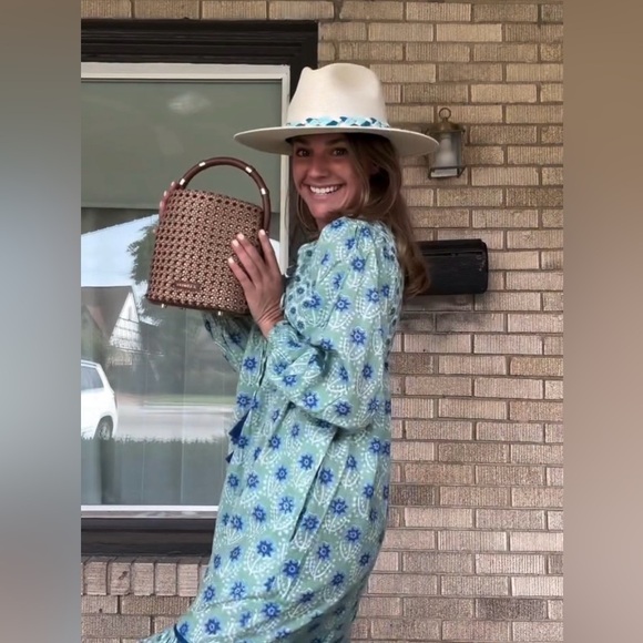 Ophelia & Indigo Evie Azalea Green & Blue Floral Dress 💚 - Picture 8 of 13